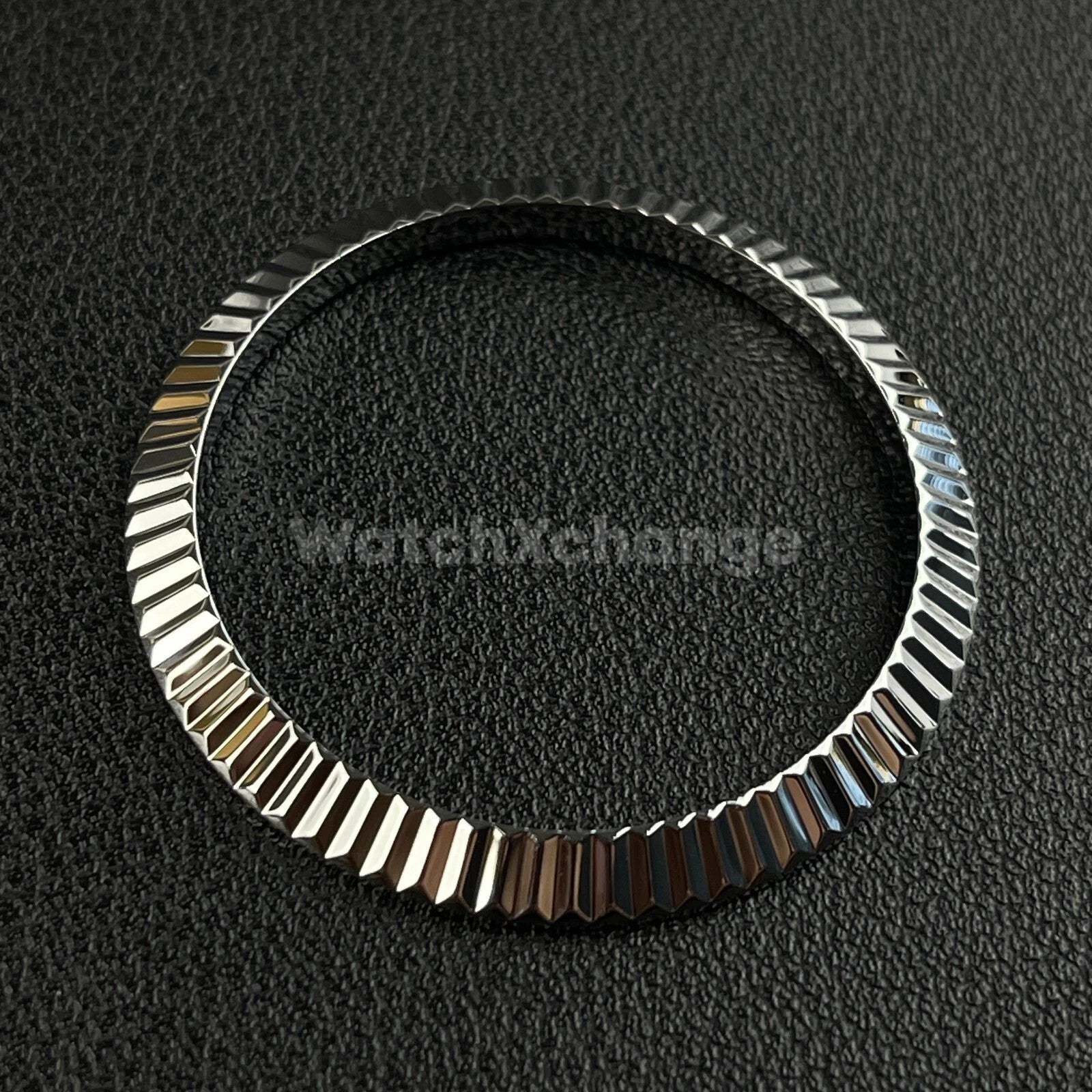 Silver Fluted Polished Stainless Steel Watch Bezel Insert Ring 36mm 39mm