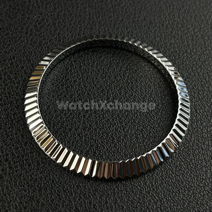 Silver Fluted Polished Stainless Steel Watch Bezel Insert Ring 36mm 39mm