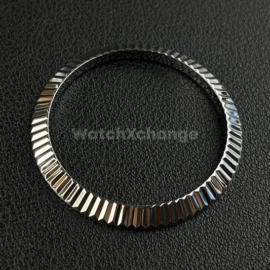 Silver Fluted Polished Stainless Steel Watch Bezel Insert Ring 36mm 39mm