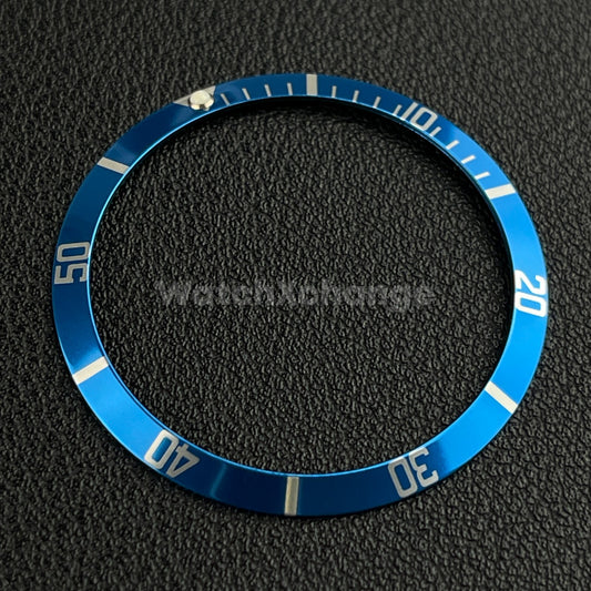 Blue & Silver 36.5mm Sloped Aluminium Watch Bezel Insert for Rolex Seiko