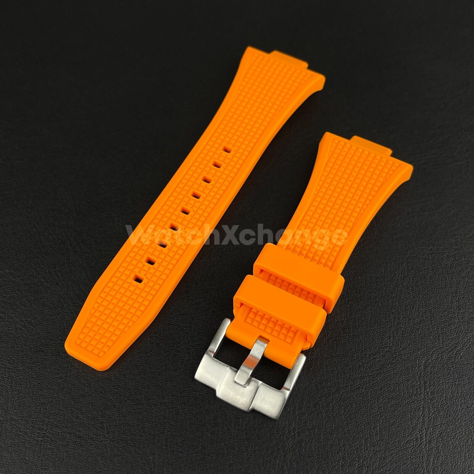 Orange Tissot PRX Waffle Silicone Rubber Watch Strap 12mm 40mm Powermatic 80