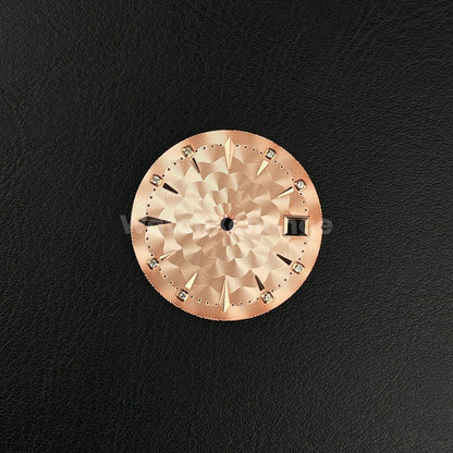 29mm Rose Gold Watch Dial Face Radial Pattern Diamond Scale for NH35/36 Movement
