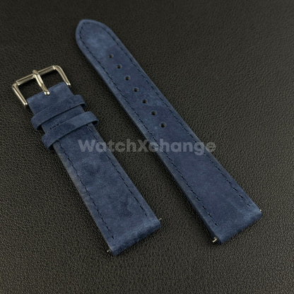 Navy Blue Watch Strap Suede Leather Premium Quick Release Band 18 19 20 22mm