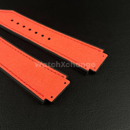 Red Leather Suede Watch Strap Band 26*19mm Fit HUBLOT BIG BANG