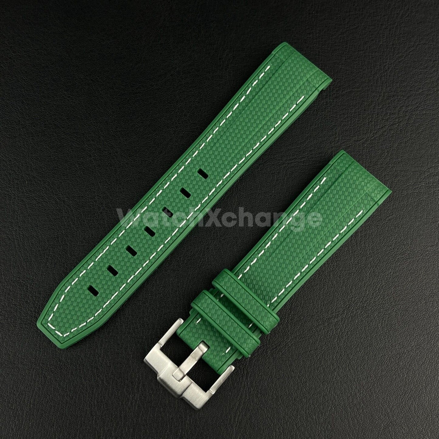 Dark Green 20mm Silicone Rubber Curved End Watch Strap Band For Omega Rolex