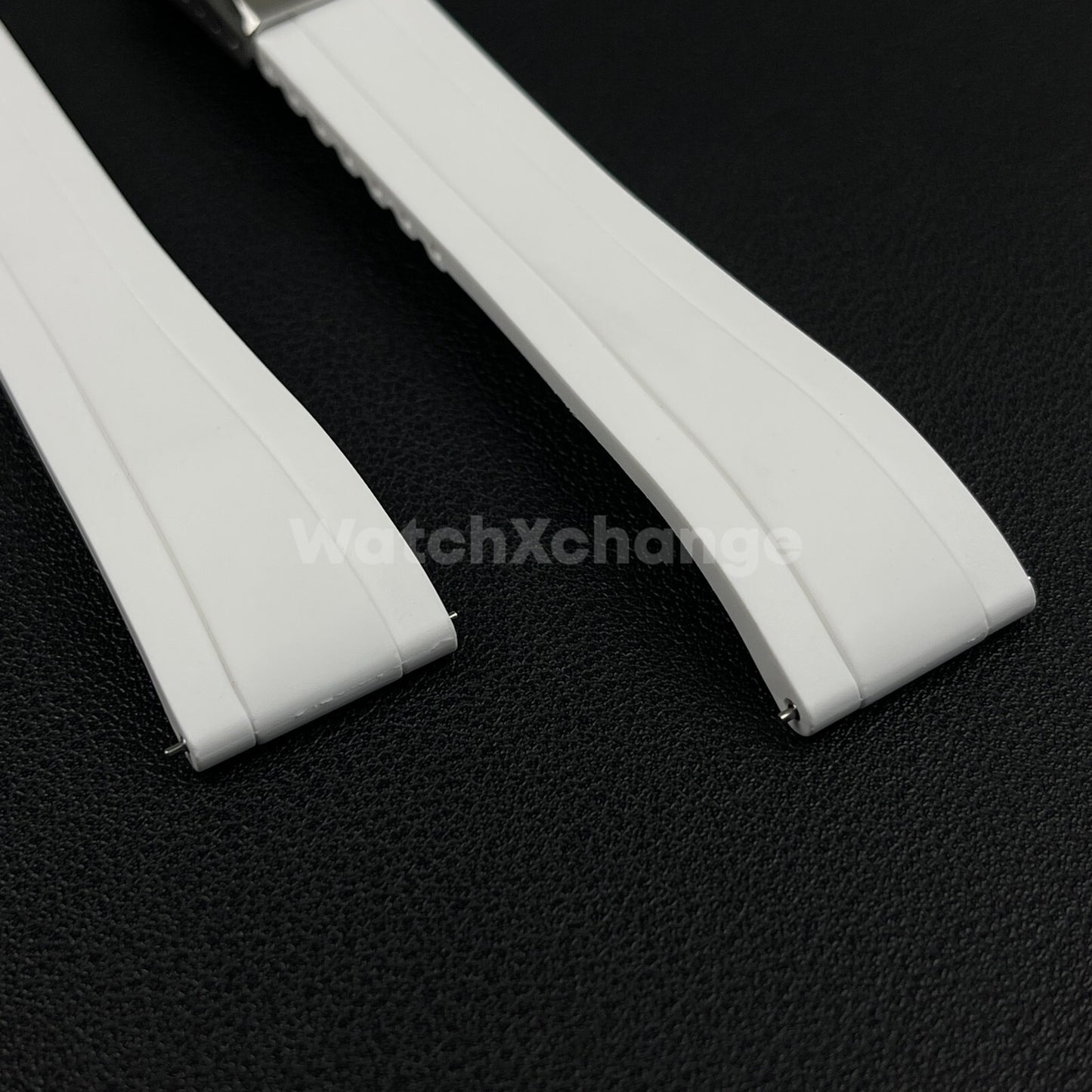 White Rubber Watch Strap Deployment Clasp Cut To Size Quick Release 20mm 22mm