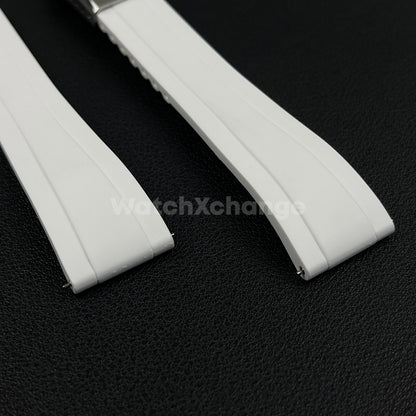 White Rubber Watch Strap Deployment Clasp Cut To Size Quick Release 20mm 22mm