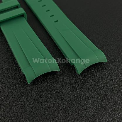 Green 20mm Silicone Rubber Curved End Watch Strap Band For Rolex Submariner GMT