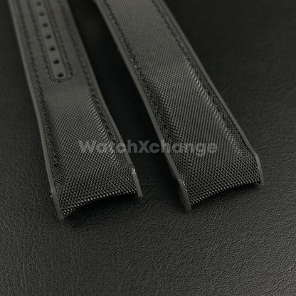 Black Curved End Silicone Rubber Watch Strap For Omega Seamaster 20mm 22mm