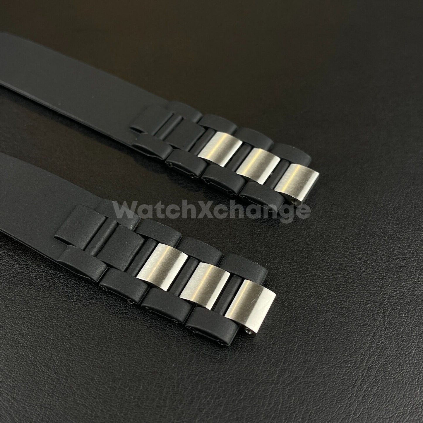 20*10mm Black Gold Rubber Wrist Watch Band Strap For Cartier 21 Chronoscaph