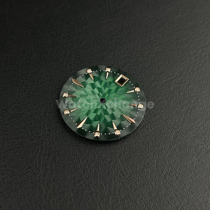 29mm Green Watch Dial Face Radial Pattern Diamond Scale for NH35/36 Movements