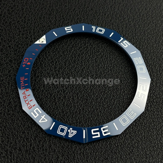 Blue & White Red 40.9mm x 33.2mm 12 Sided Ceramic Watch Bezel Insert