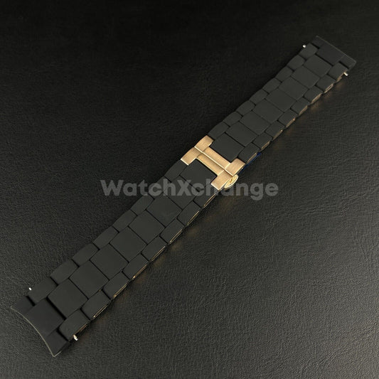 Black 20 23mm RUBBER/STEEL Strap Band Bracelet fit Emporio Armani AR5905 AR5906