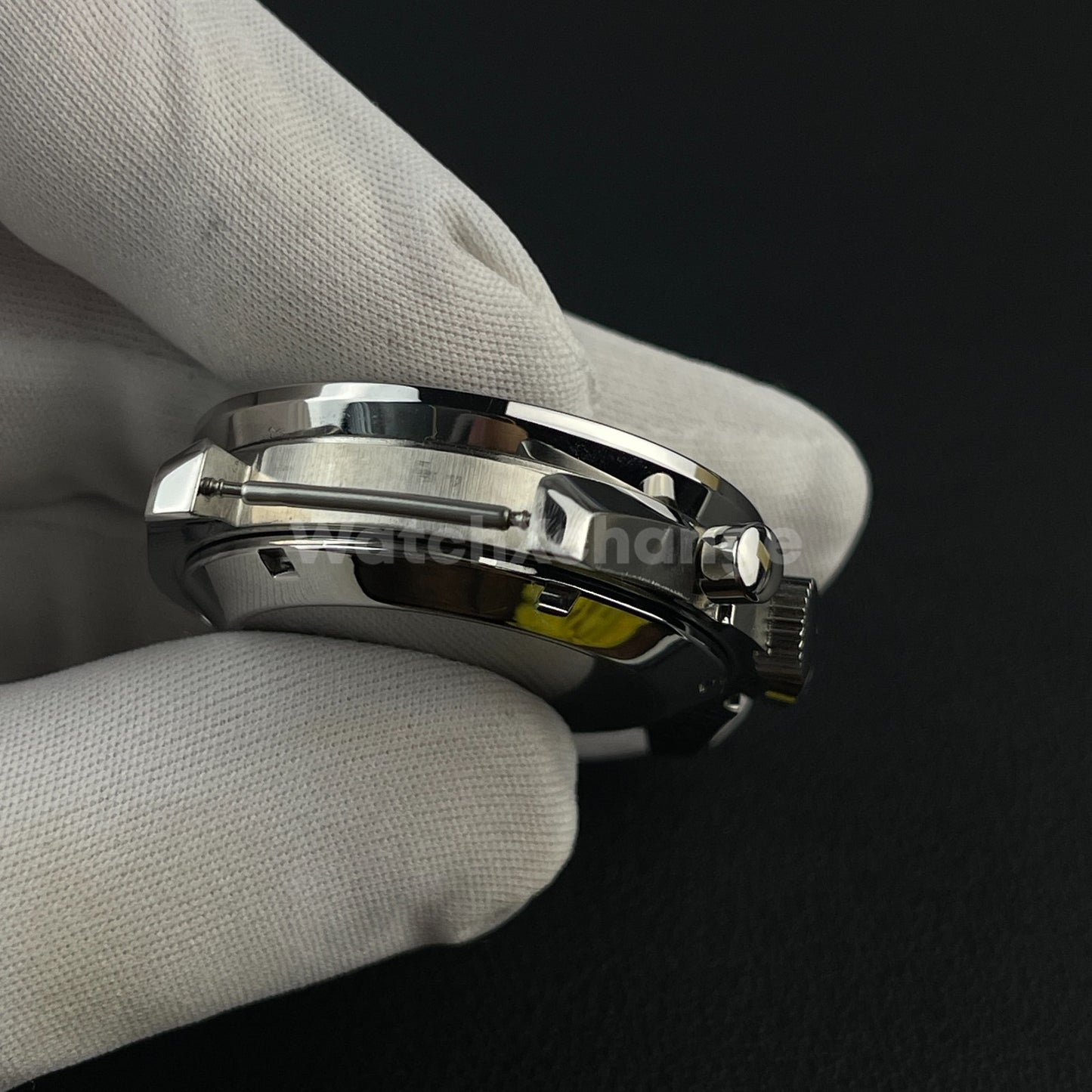 DEFECTIVE 40mm Silver Stainless Steel Watch Case for VK63 Quartz Movement