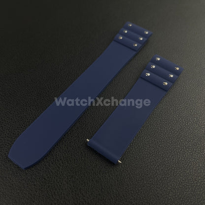 Blue 21mm Silicone Rubber Watch Strap For Cartier Santos