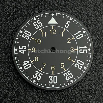 33.8mm Black Watch Dial Green Luminous Replacement for NH35 NH36 Movement Parts