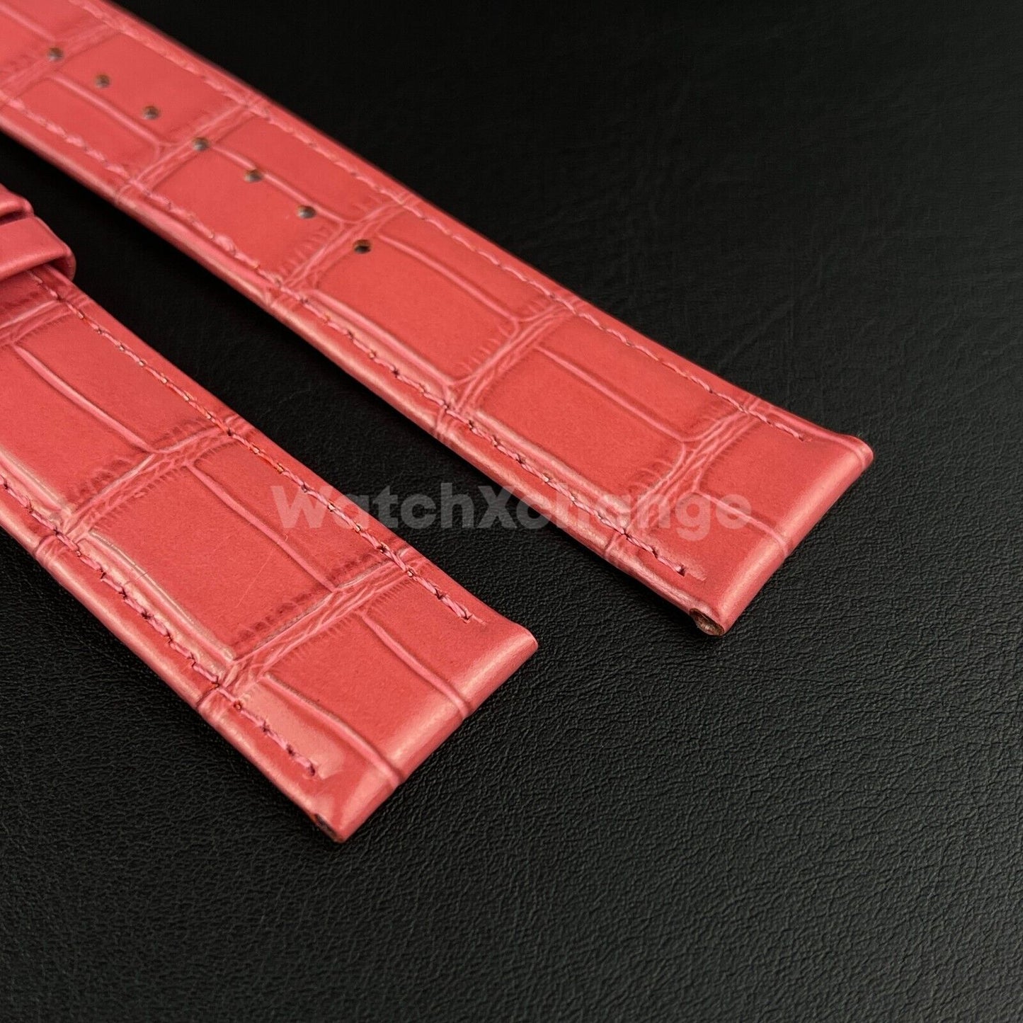 Pink Genuine Leather Universal Watch Strap Band Alligator Grain 20mm 22mm 24mm