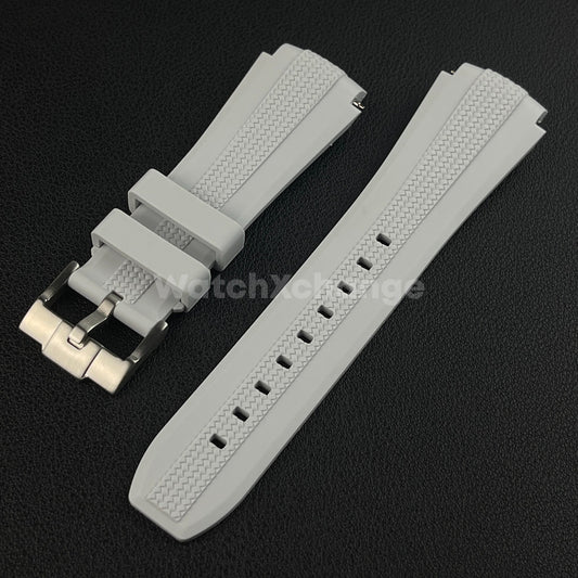 Light Grey 20mm Silicone Rubber Curved End Watch Strap Band For Omega Rolex