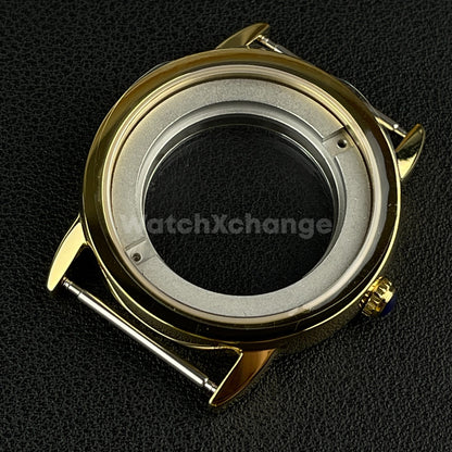 Gold Sapphire Crystal 42mm Steel Watch Case For ETA 2824 PT5000 Movement