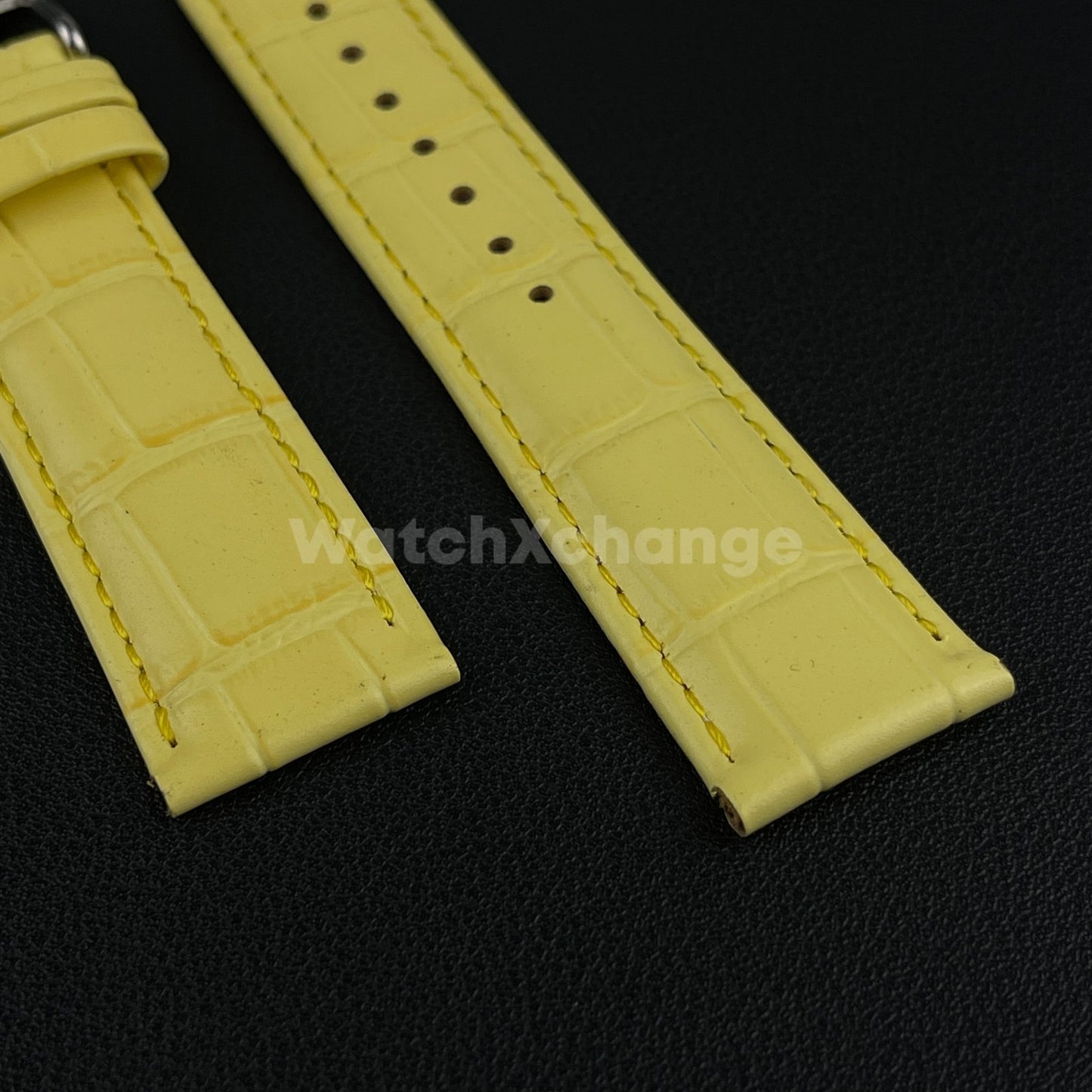 Defective Yellow Genuine Leather Universal Watch Strap Band Alligator Grain 22mm