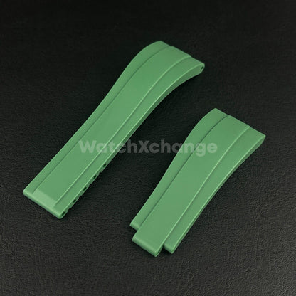 20mm 21mm Green Silicone Rubber Watch Strap Band For Rolex OYSTERFLEX GMT