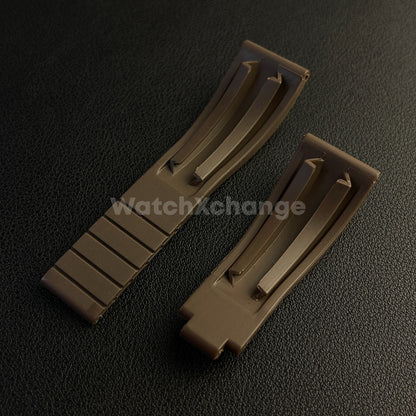 20mm Brown Silicone Rubber Watch Strap Band For Rolex OYSTERFLEX GMT