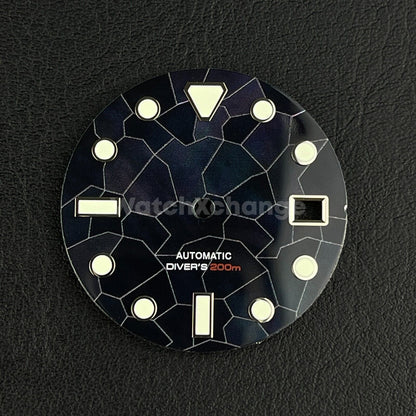29mm Black Watch Dial Green Luminous for SEIKO NH35 NH36 Watch Movement Parts