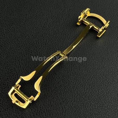 Gold Deployment Watch Clasp For Cartier Watch Strap Stainless Steel 14mm- 18mm