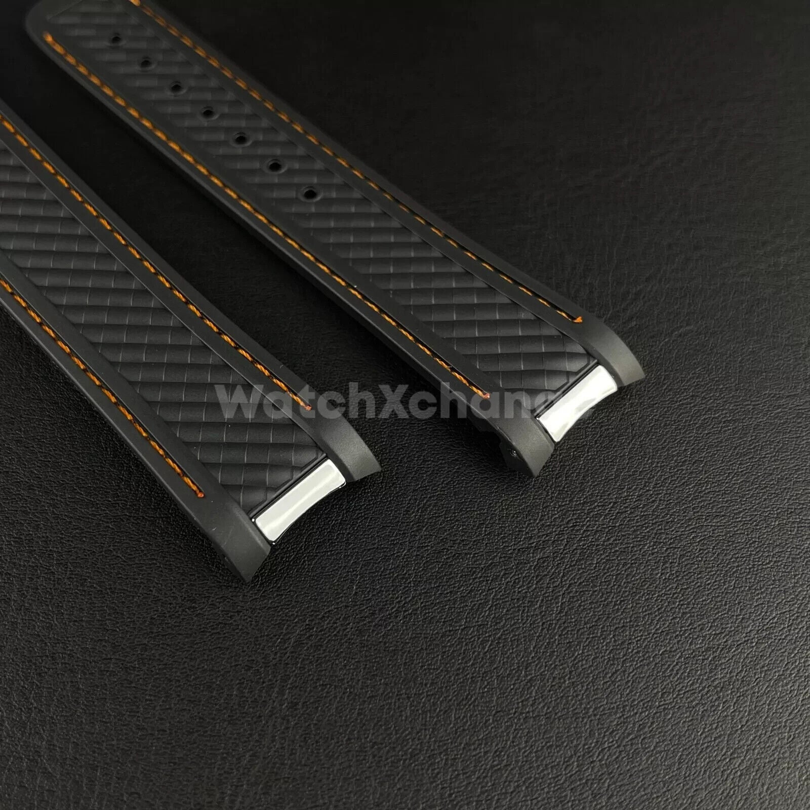 Black Orange Silicone Rubber Watch Strap For Omega Seamaster Aqua Terra 19/20mm