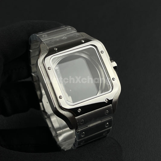 Silver 38mm Square Watch Case Stainless Steel NH35 4R35 NH36 4R36 Movements