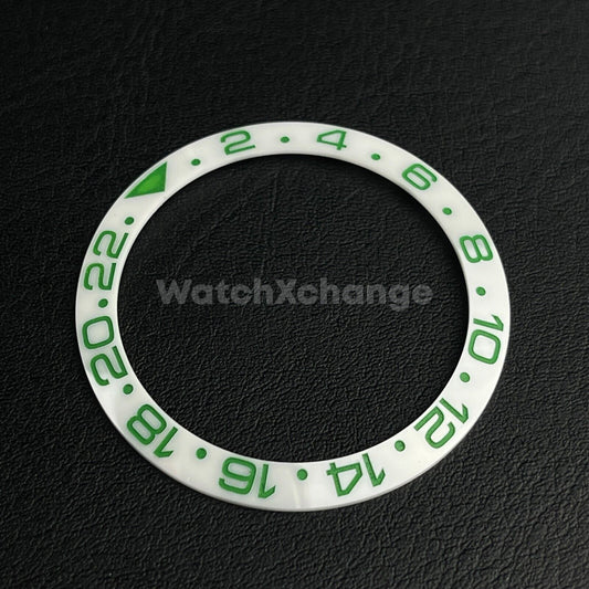 Green White 38mm Ceramic Bezel Insert For Rolex Seiko SKX007 SKX009 SRPD Sloped