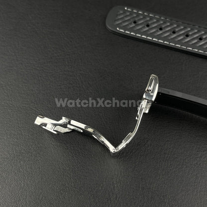 19mm For OMEGA Seamaster Aqua Terra Watch Silicone Rubber Strap Clasp Black