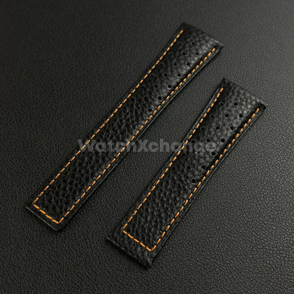 Black 22mm Perforated Leather Racing Strap for TAG Heuer Monaco Wrist Band