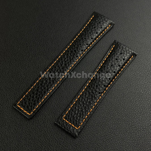 Black 22mm Perforated Leather Racing Strap for TAG Heuer Monaco Wrist Band