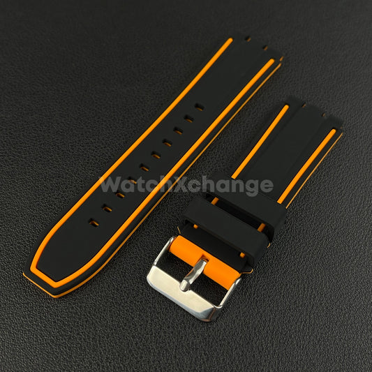 Orange Black Silicone Watch Strap Band For SWATCH Irony YVS400 YVS451 YVB404
