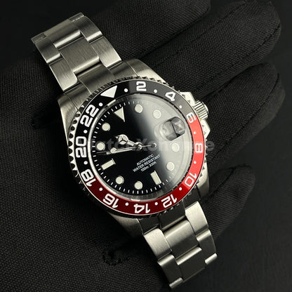 Black & Red Coke 40mm Diving Mens Watch NH35A Automatic Movement Sapphire Steel