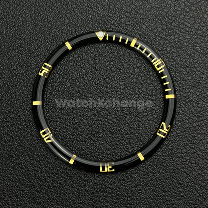 Black & Gold 38mm Flat Resin Bezel Insert For Divers Watch Seiko Mod SKX SRPD