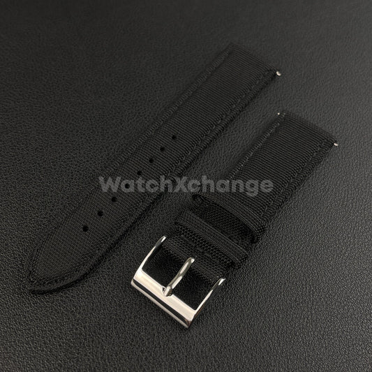Black Watch Strap Band Nylon Canvas Sailcloth Quick Release 20mm 22mm 24mm