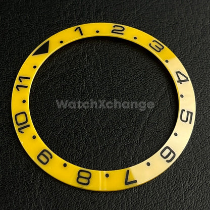 Yellow Ceramic Bezel Insert 38mm GMT For Rolex Seiko SKX007 SKX009 SRPD Sloped