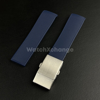 Blue Rubber Watch Strap For Longines Hydroconquest Deployment Clasp 21mm