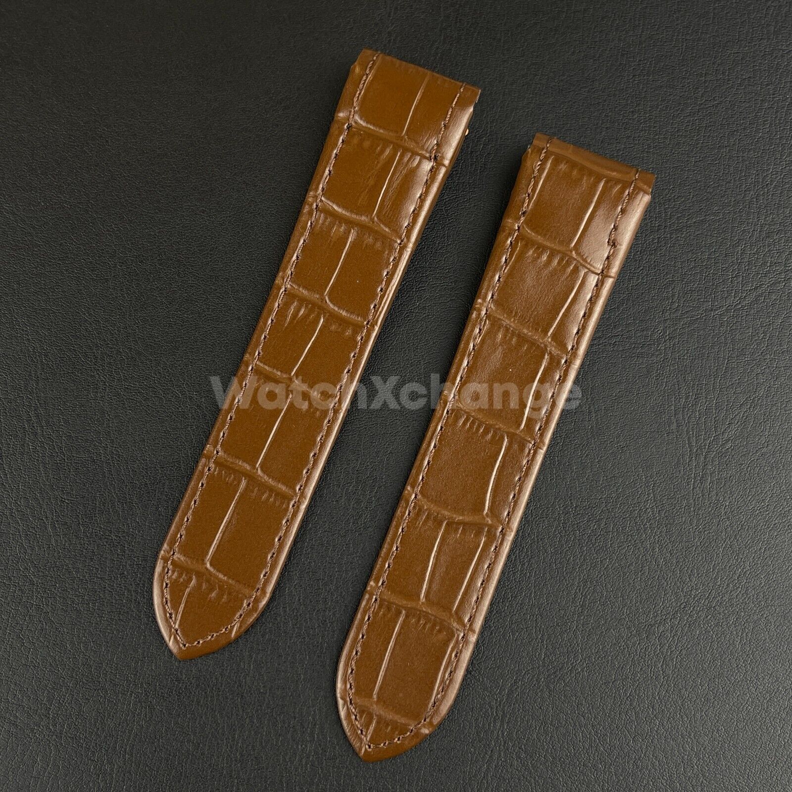 Brown Genuine Leather Watch Straps Mens Band Fits Cartier Santos 23mm