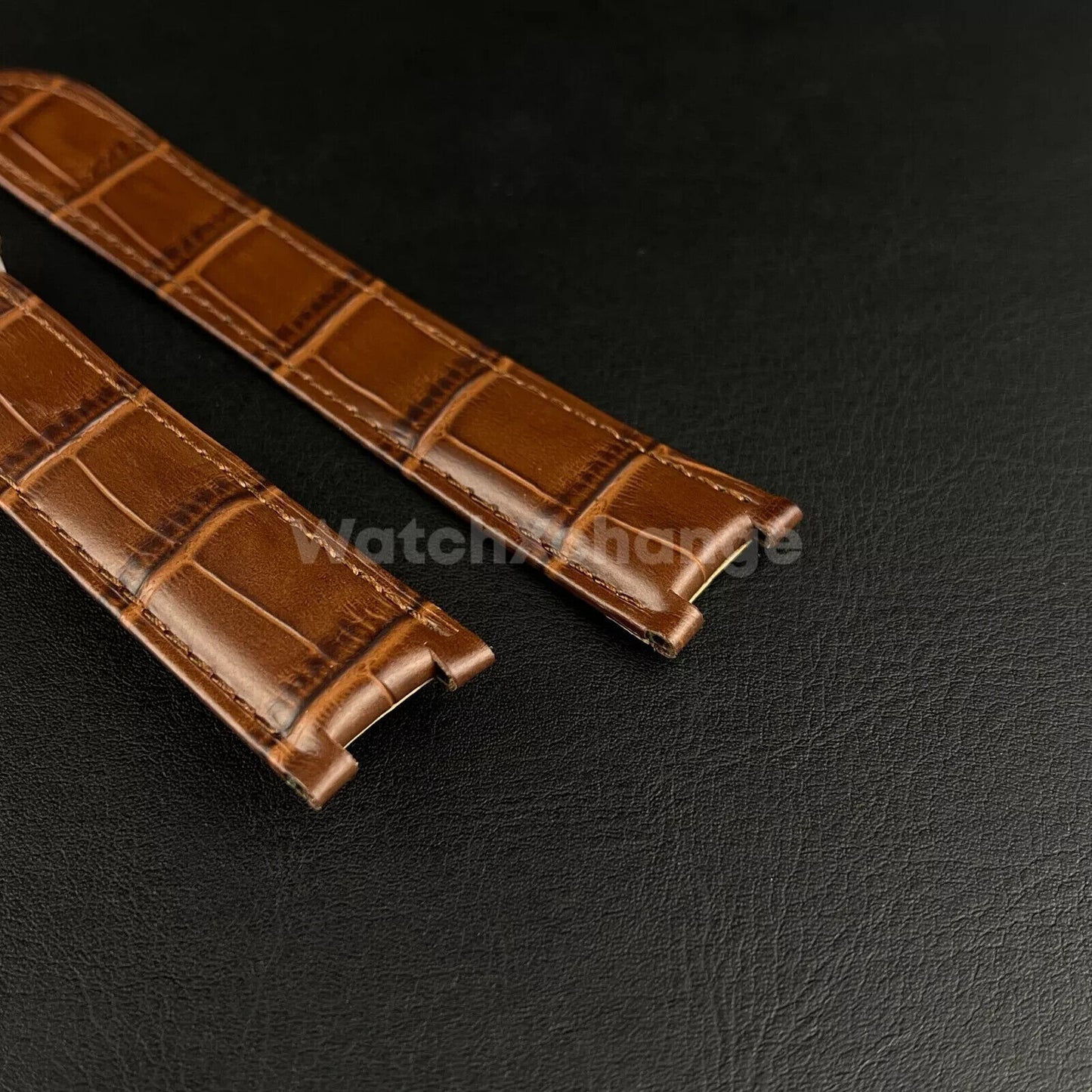 Brown Genuine Leather Strap Band fit Cartier Pasha Watch Clasp Buckle 18 - 21mm