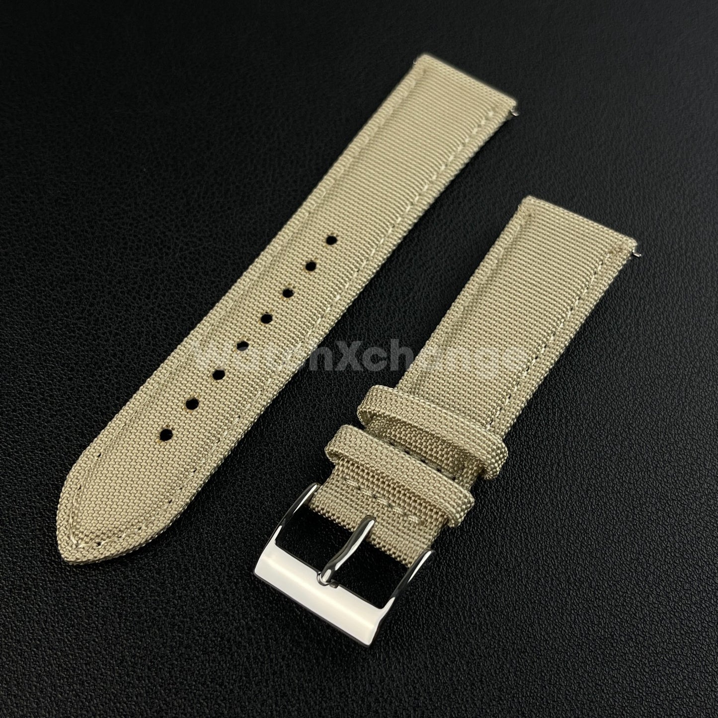 Beige Watch Strap Band Nylon Canvas Sailcloth Quick Release 20mm 22mm 24mm