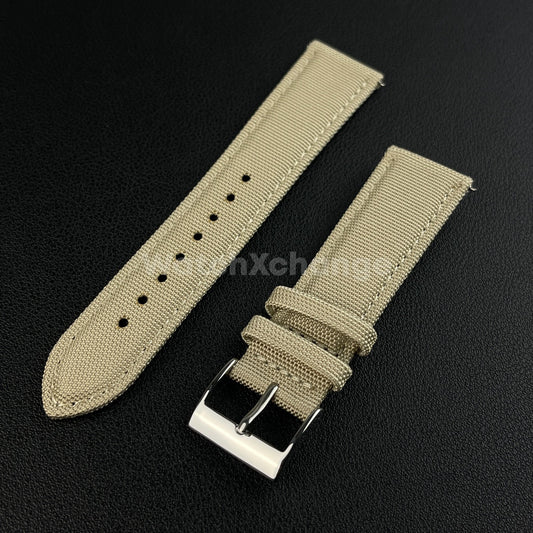 Beige Watch Strap Band Nylon Canvas Sailcloth Quick Release 20mm 22mm 24mm