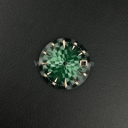 29mm Green Watch Dial Face Radial Pattern Diamond Scale for NH35/36 Movements