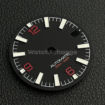 28.5mm Black & Red / Orange Watch Dial Face for NH35 Movements