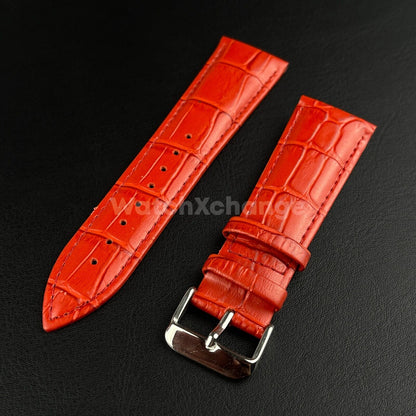 Red Genuine Leather Universal Watch Strap Band Alligator Grain 20mm 22mm 24mm