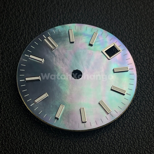 28.5mm Grey Pearl Shell Texture Watch Dial for SEIKO NH35 NH36 Movement
