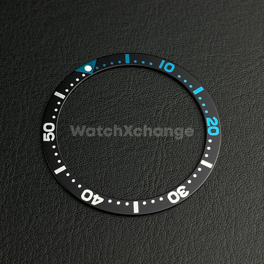Black & Blue 38mm Flat Aluminium Bezel Insert For Divers Watch Seiko Mod Turtle