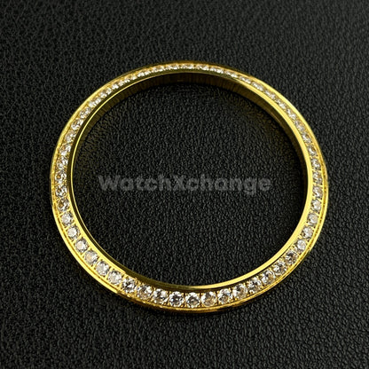 Gold Curved Gemstone Stainless Steel Watch Bezel Insert Ring 36mm 39mm